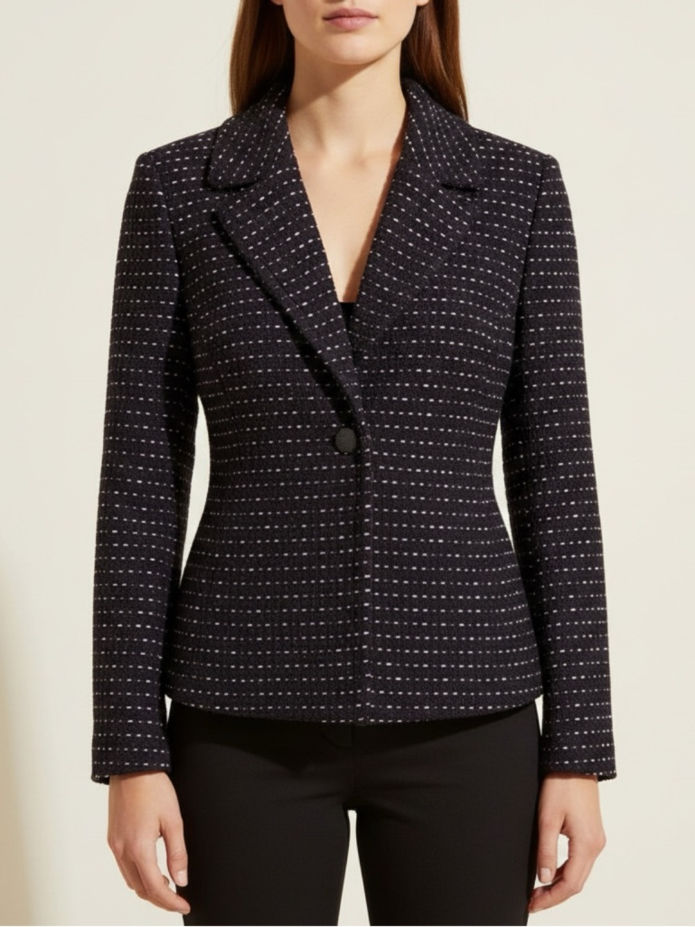 St. John Black and White Textured Blazer